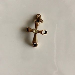 14k Italy CZ Cross Pendant